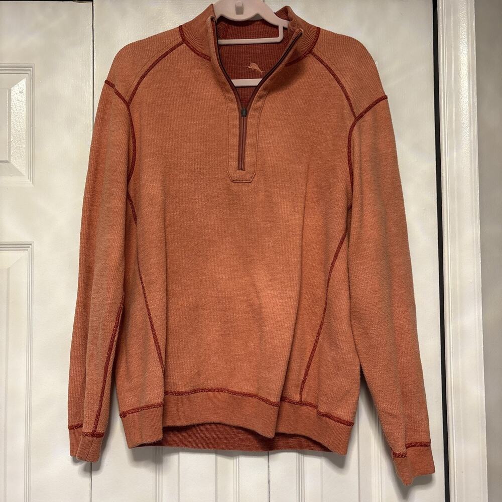 Tommy Bahama Reversible Sweater Shirt Mens M 1/4 Zip Long Sleeve Pullover